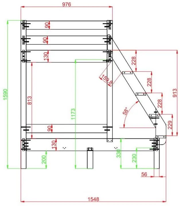 Detská poschodová posteľ z masívu s rozšíreným spodným lôžkom KUBA - 200x90/140 cm - biela