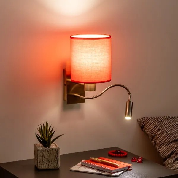 Brilagi - LED Nástenná lampa NUBILA 1xE27/25W/230V + LED/3W mosadz/červená