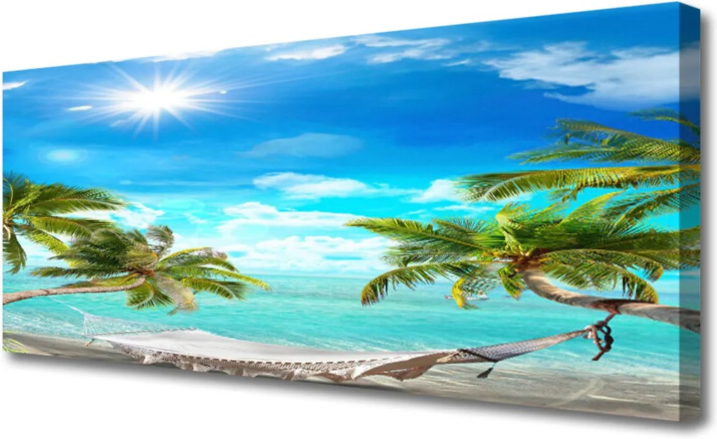 Obraz Canvas Tropické Palmy Hamaka Pláž