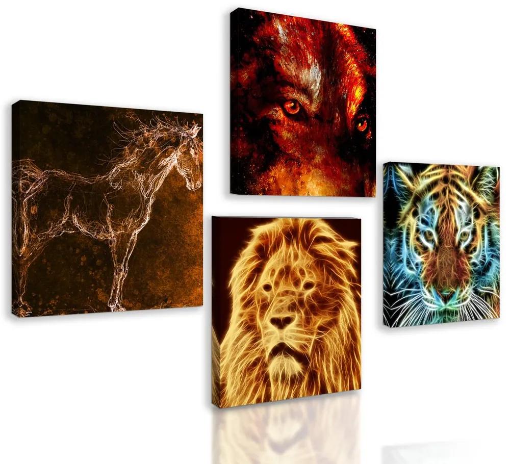 Set obrazov umelecké zobrazenie zvierat