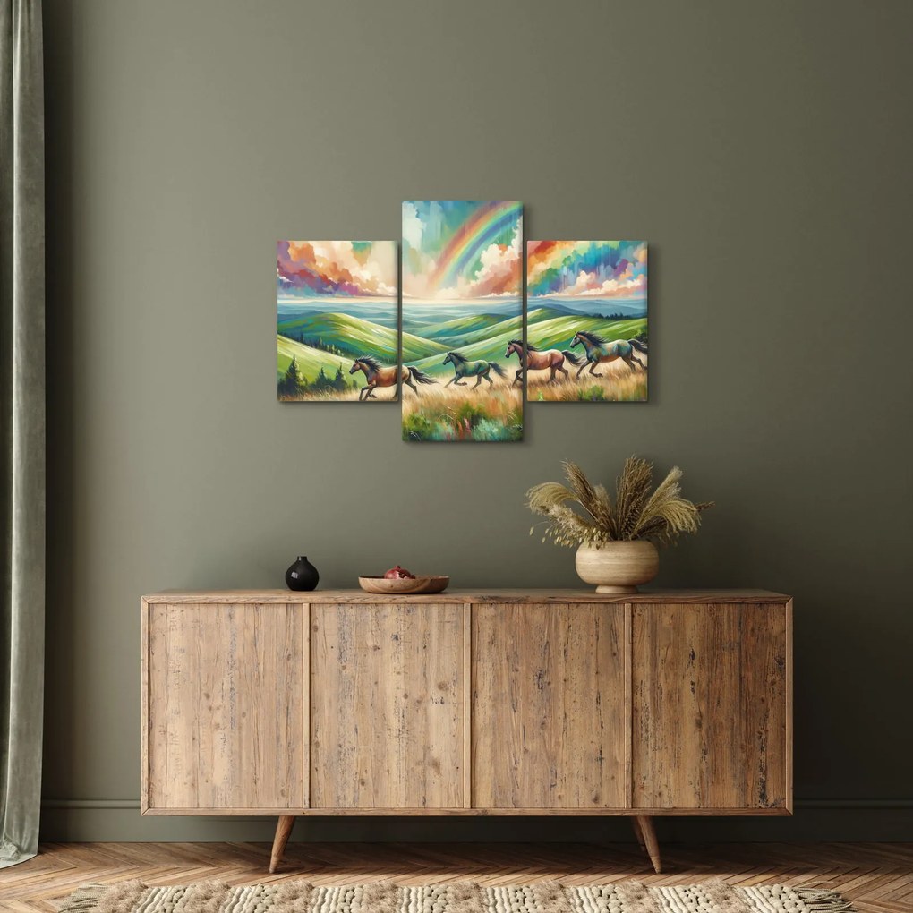 Obraz – Kone cválajúce krajinou (90x60 cm)