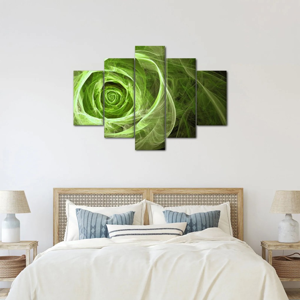 Obraz - Abstraktné ruže zelená (150x105 cm)