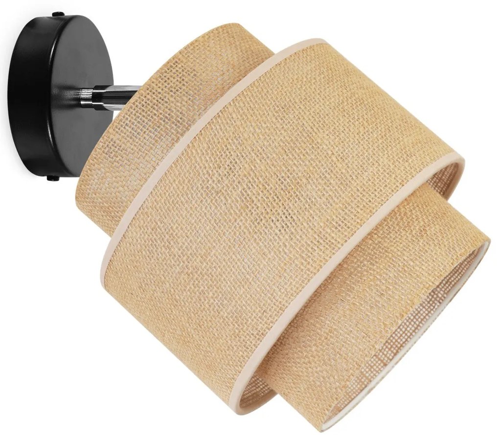 Bodové svietidlo Boho, 1x jutové tienidlo, (výber z 2 farieb konštrukcie), (možnosť polohovania)