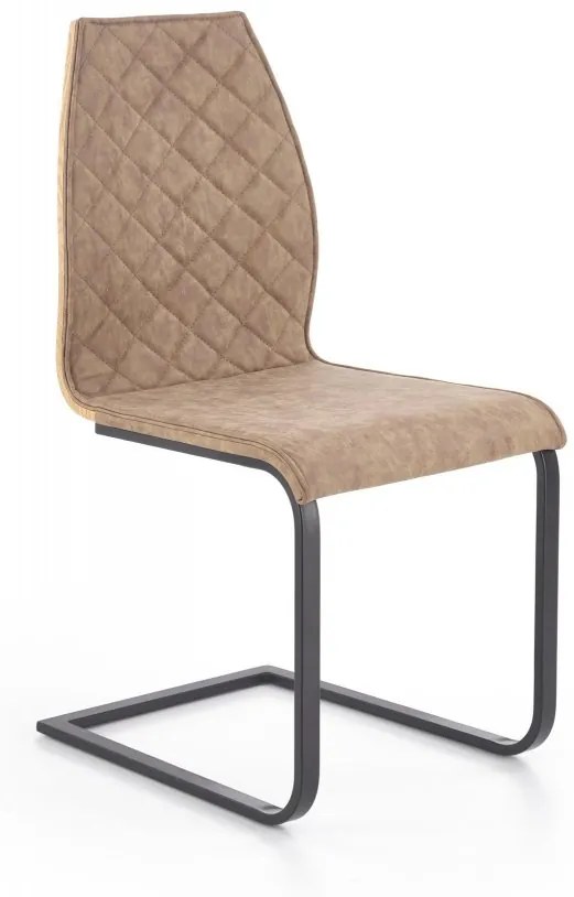 Jedálenská stolička BONI – ekokoža, hnedá, dub medový