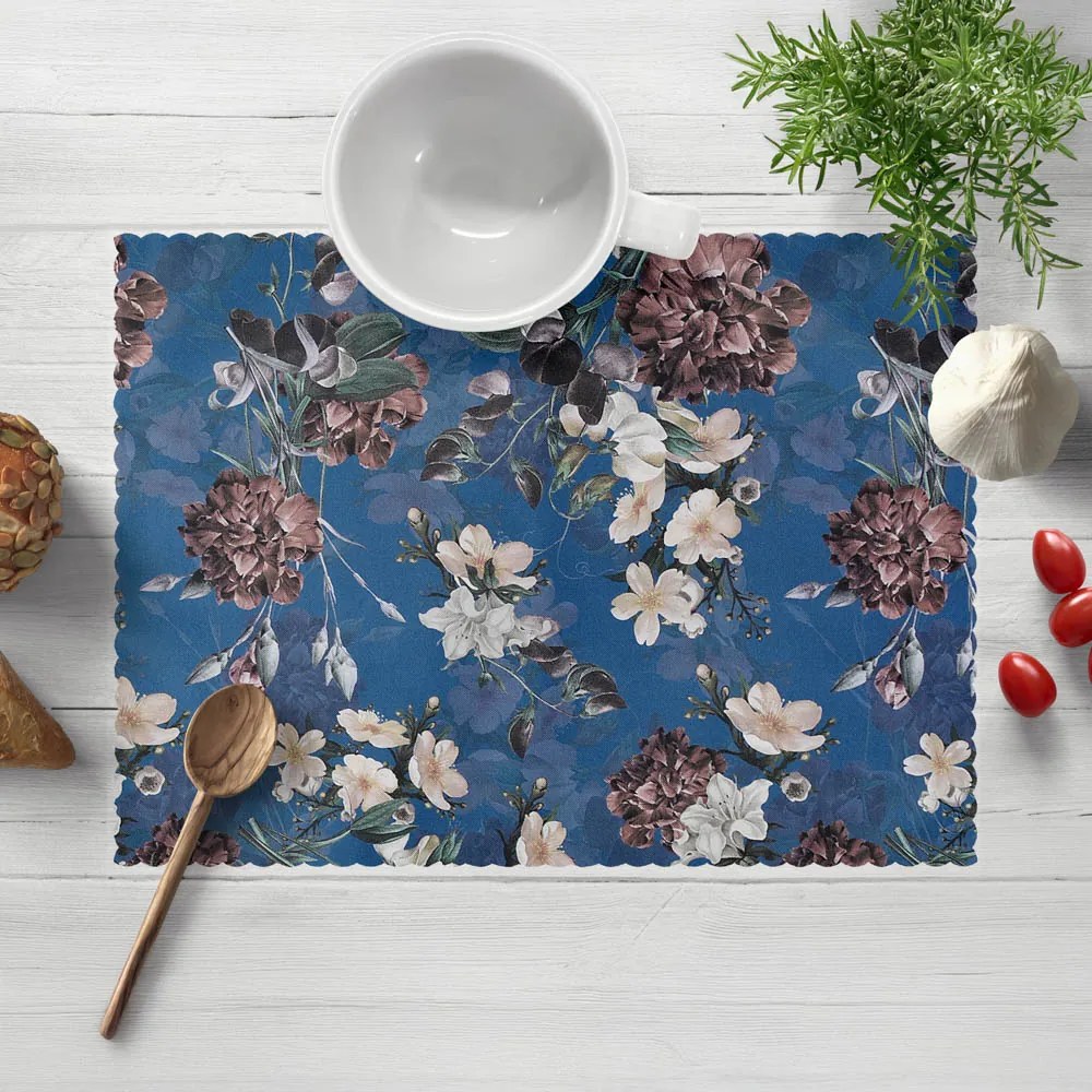 Biante Teflónové prestieranie na stôl TF-061 Kvety na modrom 30x40 cm