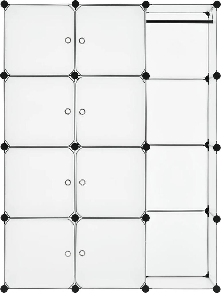 Eshopist Šatníková skriňa s 12 variabilnými krabicami v bielej farbe, 105 × 35 × 140 cm