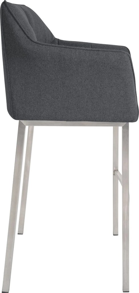 Barová stolička Damaso E - filc, nerez 4-nohý rám - Sivá