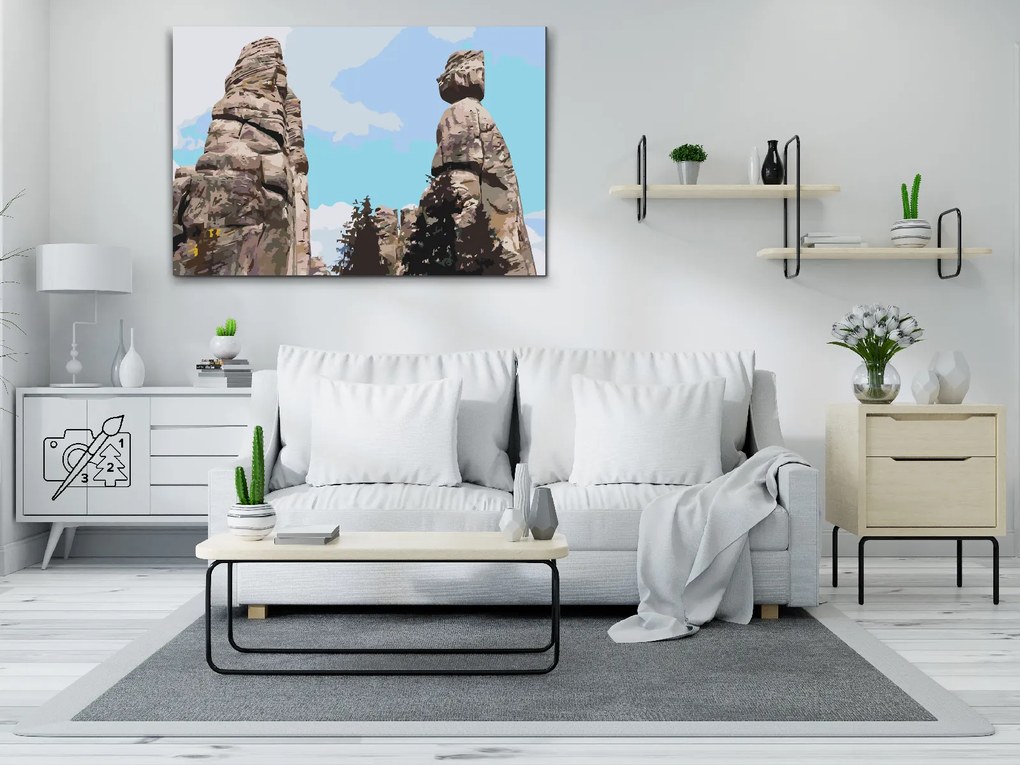 Gario Maľovanie podľa čísel Adršpašské skaly Starostová a Starosta Rozmery: 120 x 80 cm, Rámovanie: S vnútorným rámom