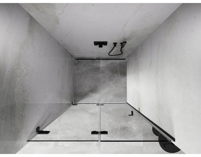 Mexen, Mexen Lunar-F skladacie ľavé sprchové dvere 90 cm, priehľadné, pištoľovo sivá kartáčovaná - 836-090-000-66-00-L