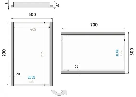 NIMCO ZP 11001VX - LED Kúpeľňové podsvietené zrkadlo 3000-6500K 70x50 cm IP44
