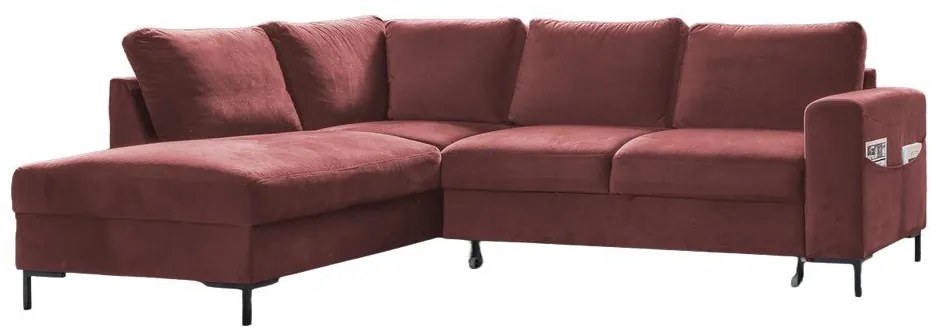 Ružová zamatová rozkladacia rohová pohovka (ľavý roh) Lofty Lilly – Miuform