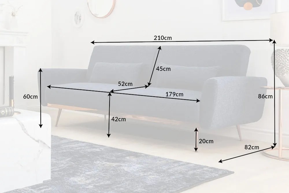 Rozkladacia pohovka BELLEZZA 210 cm – modrá