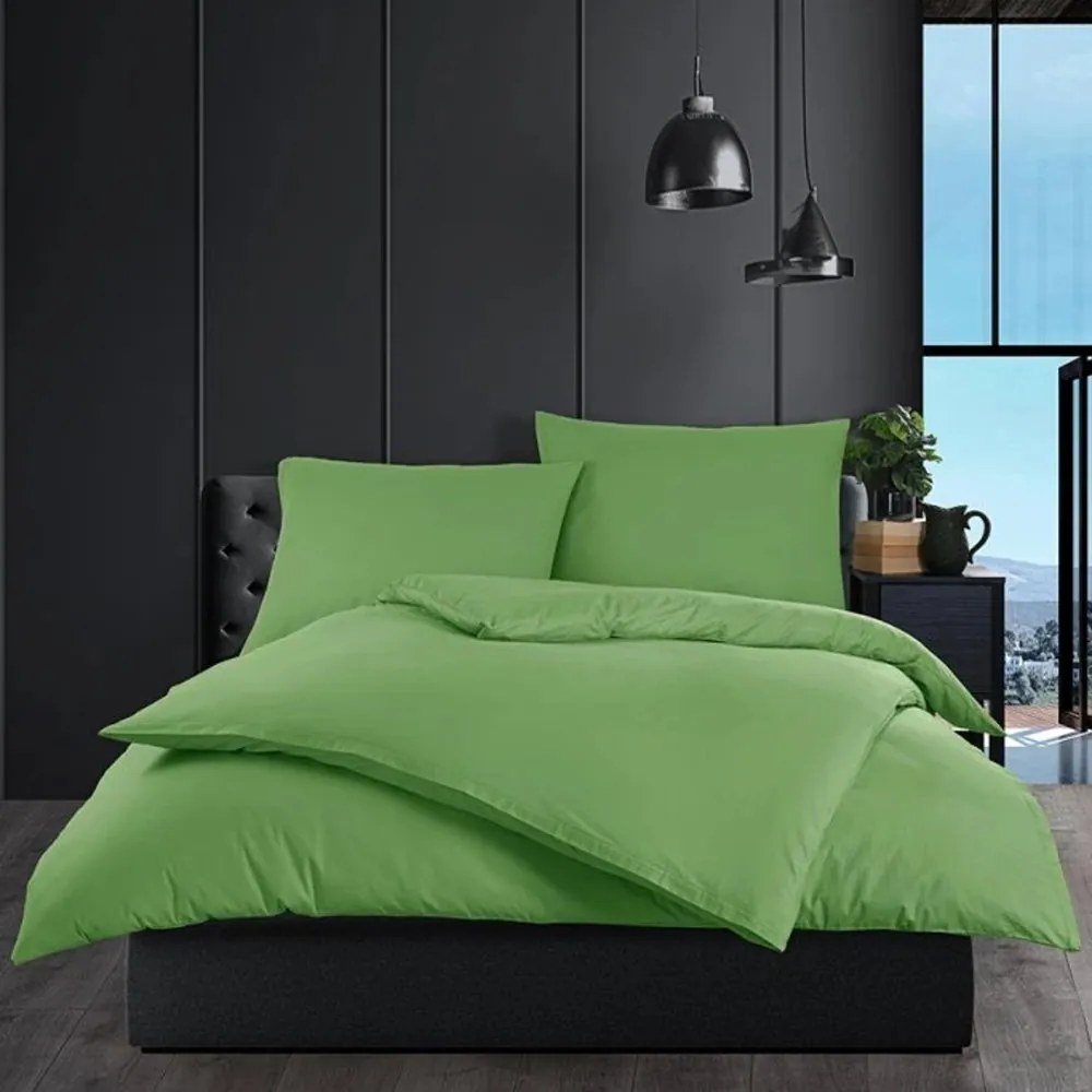 Bavlnené jednofarebné posteľné obliečky - zelené - 100% bavlna renforcé - 70 x 90 cm + 140 x 200 cm