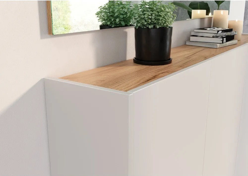 Krémová skrinka v dekore duba 138x87x25 cm Libbiano – Germania