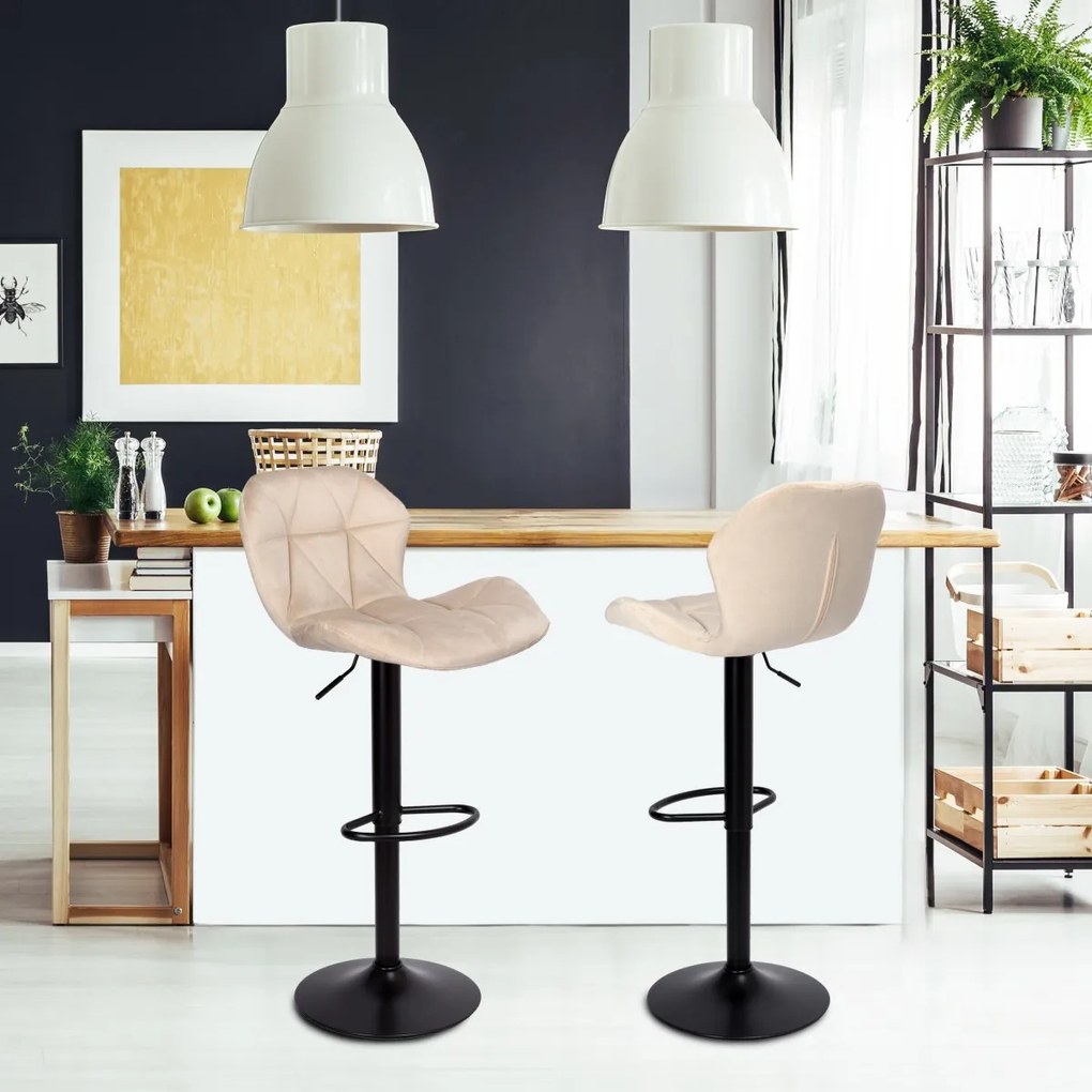 Barová stolička GORDON zamatová béžová/čierna