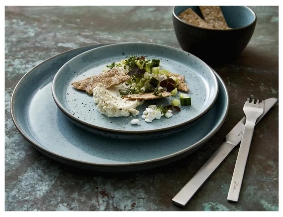 Svetlosivý kameninový tanier ø 27 cm Grey/Light Blue – Bitz