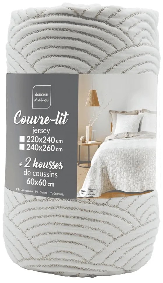 Biela/béžová súprava prikrývky a obliečky na vankúš jersey 220x240 cm Cassandra – douceur d'intérieur