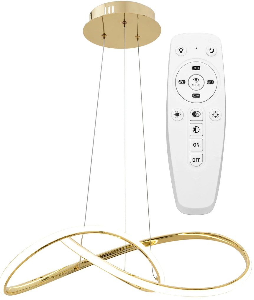 Toolight - LED závesné svietidlo APP394-CP + diaľkové ovládanie, zlatá, OSW-06910
