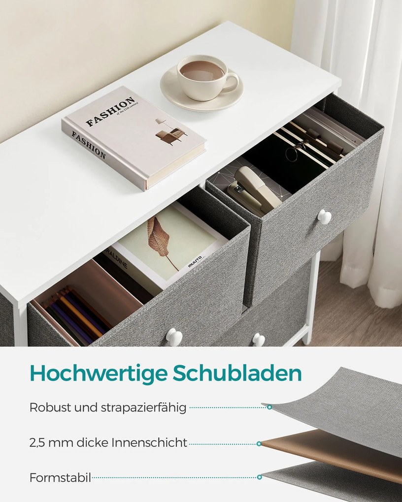 Komoda so zásuvkovými boxmi HESTO 80x71 cm, biela/sivá