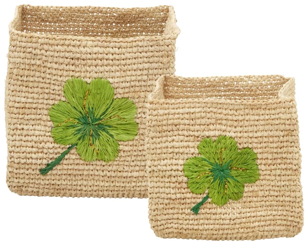 rice Úložný košík Raffia Square Clover - set 2 ks