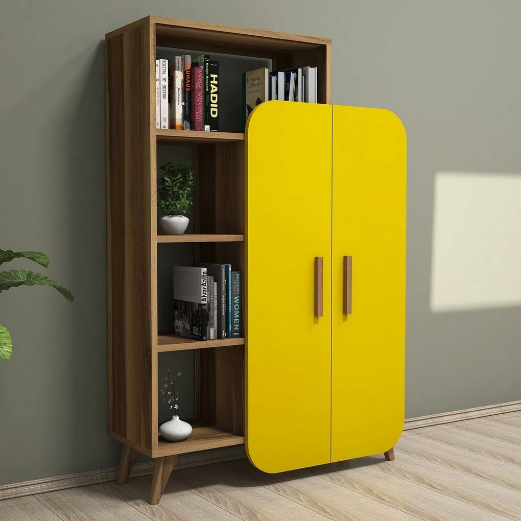 Knižnica Form Yellow and Walnut