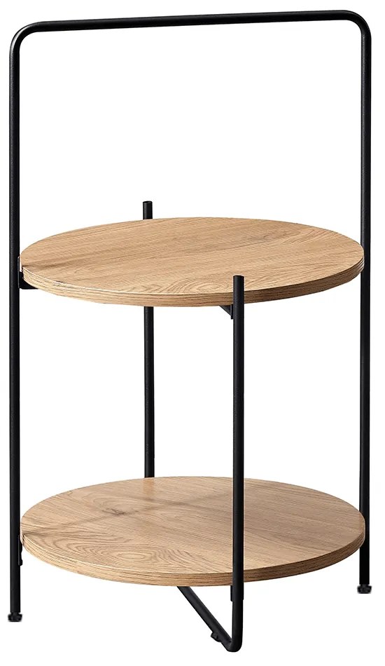 Príručný stolík, dub/čierna, EMRIO