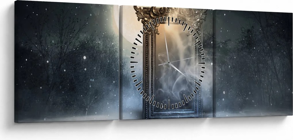 Obraz - Magické zrkadlo (s hodinami) (90x30 cm)