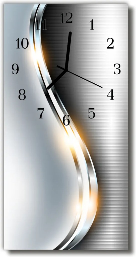 Nástenné hodiny vertikálne  Moderné kovový strieborný kov
