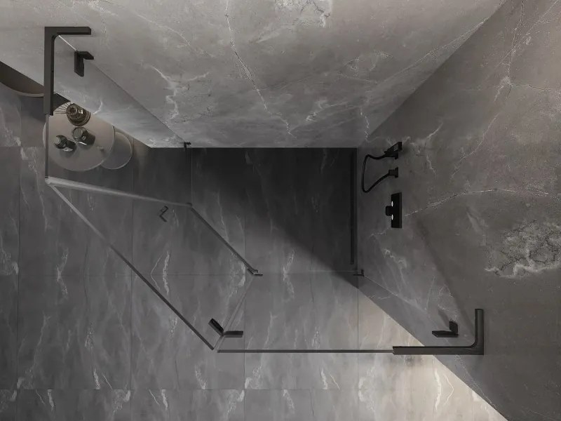 Mexen Lunar, L pravý výklopný päťuholníkový sprchový kút 100x90 cm priehľadný, profil grafit brúsený, 831L-100P-090L-66-00-P