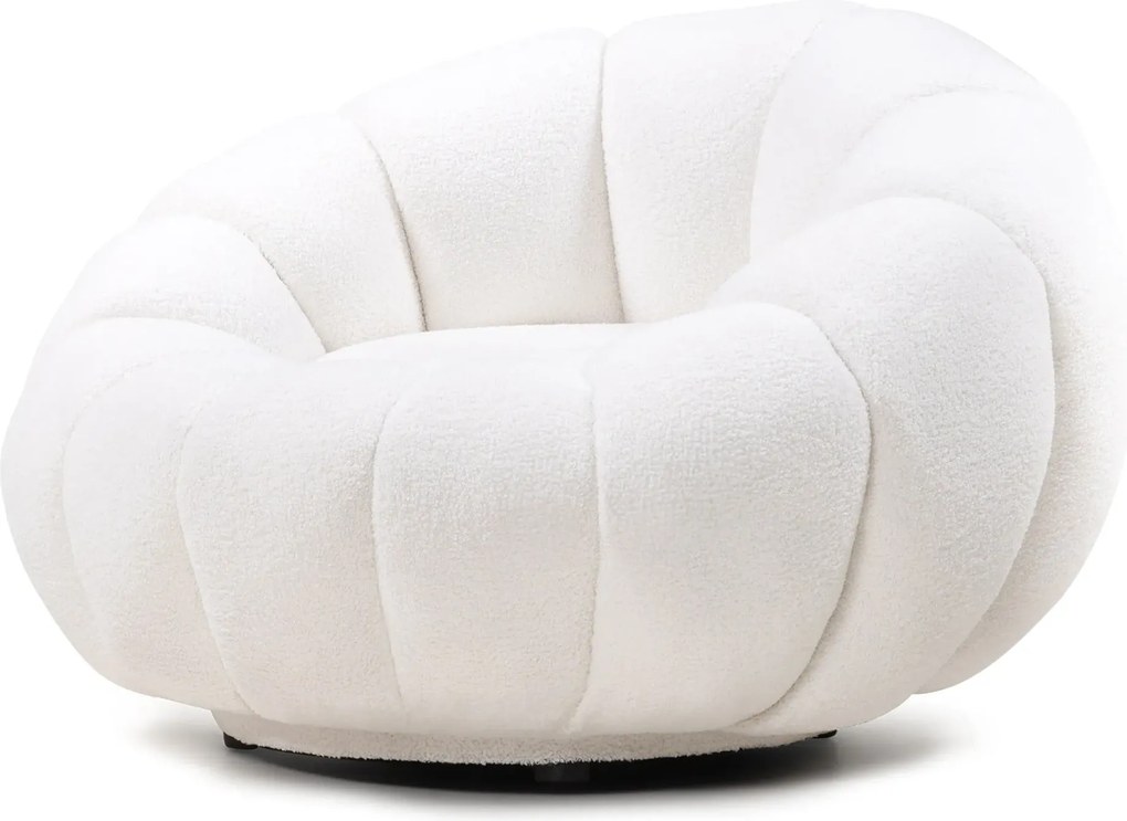 Dizajnové relaxačné kreslo VENEZIA 100 cm boucle biele