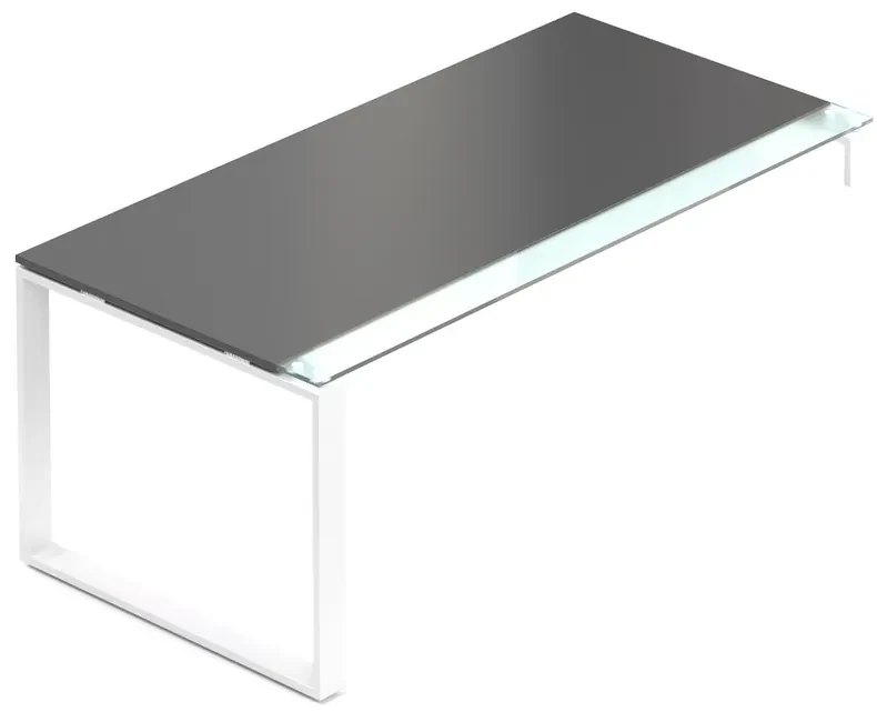 Stôl Creator 180 x 90 cm, biela podnož, 1 noha, antracit