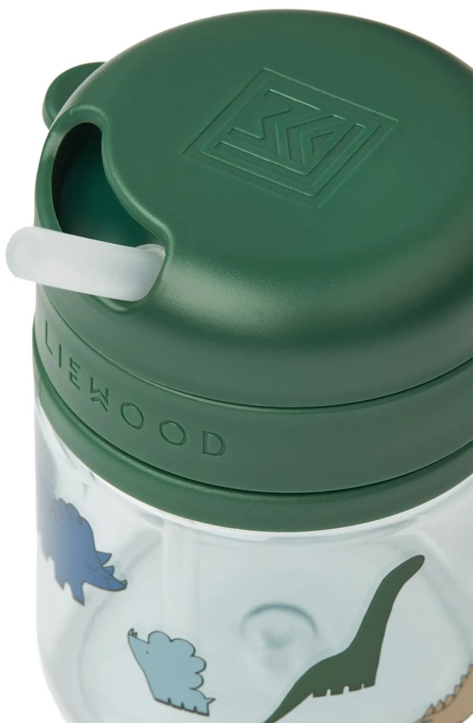 LIEWOOD Detská fľaša so slamkou Pavia Dinosaurus Mist 280 ml