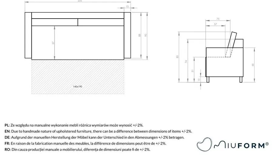 Tyrkysovomodrá rozkladacia pohovka 225 cm Charming Charlie – Miuform