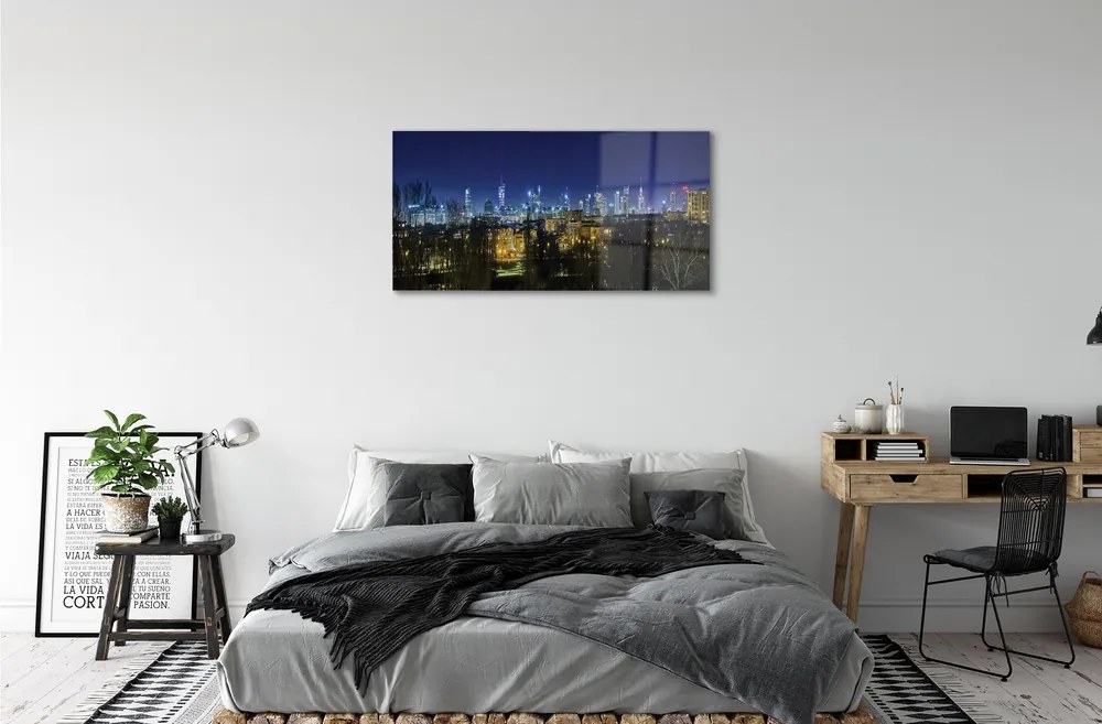 Obraz na akrylátovom skle Nočná panoráma varšavy 100x50 cm
