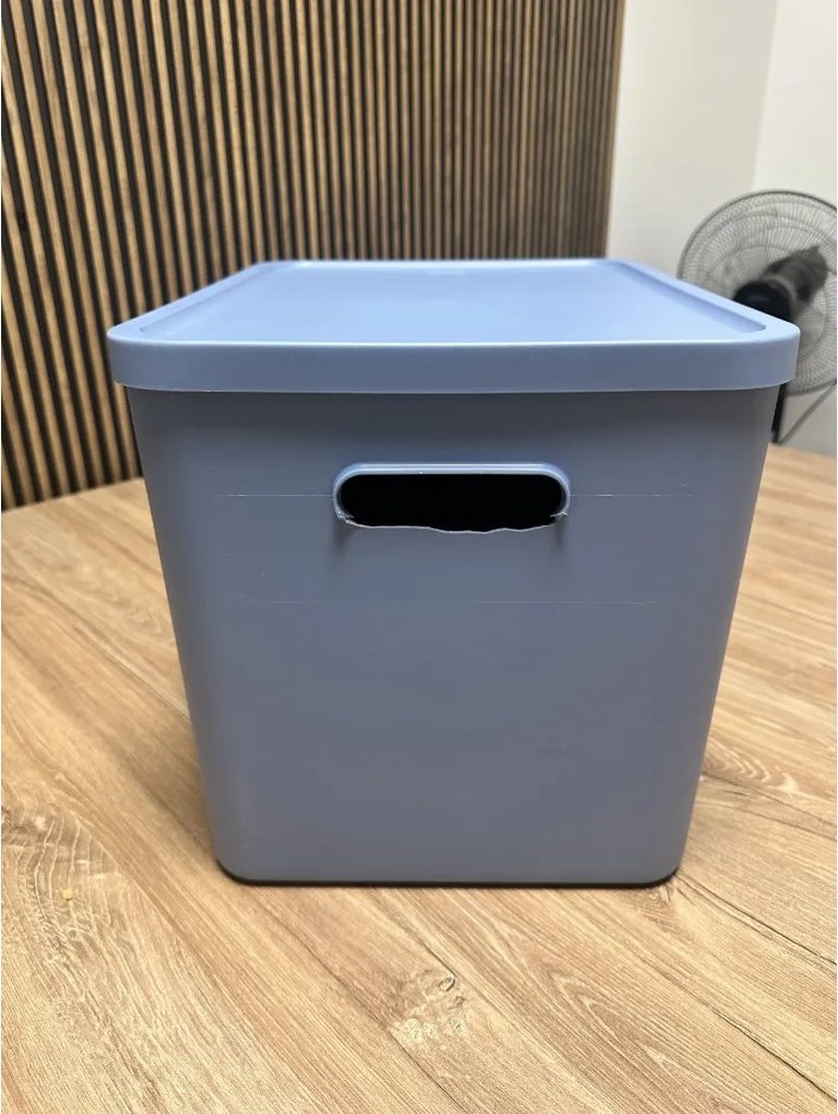 Rotho 2. akosť - Úložný box, rovný s vekom, 27l, modrá ALBU LIGHT, 37x29x30