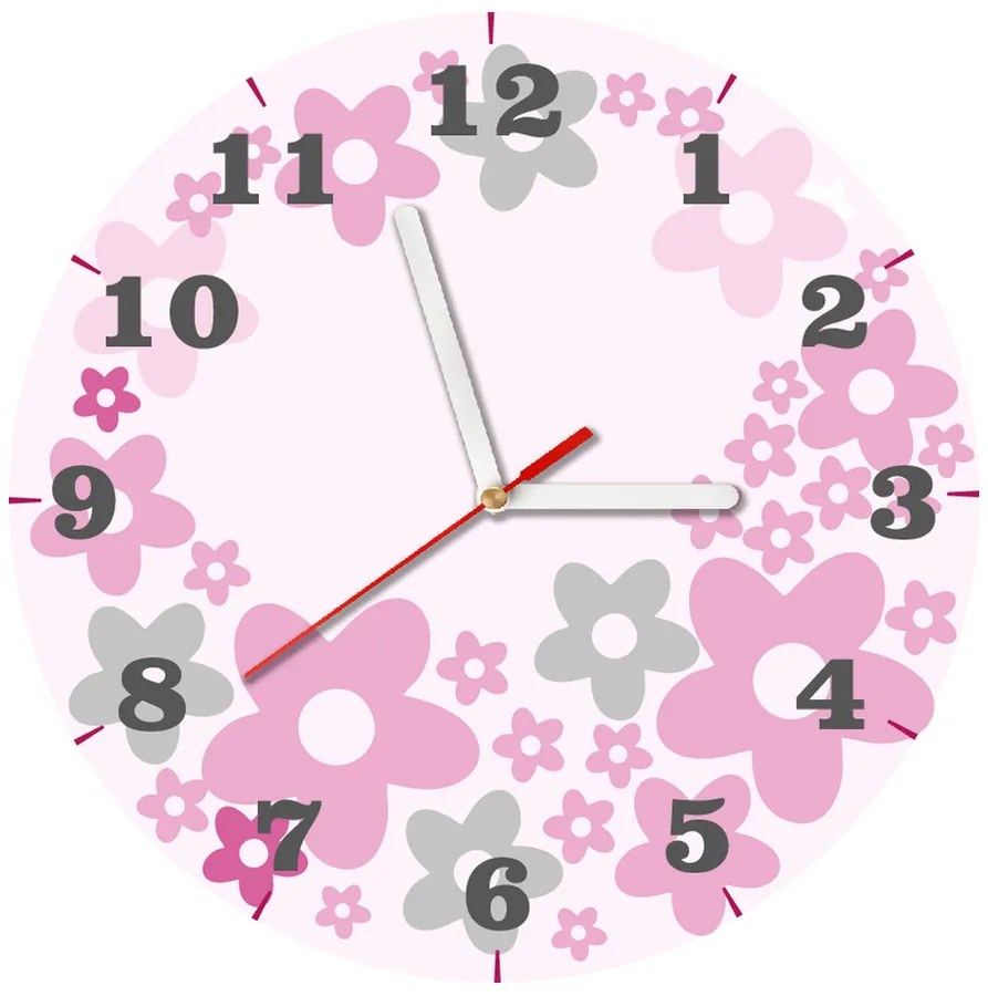 Gario Detské hodiny Ružové kvietky Rozmery: 30 x 30 cm