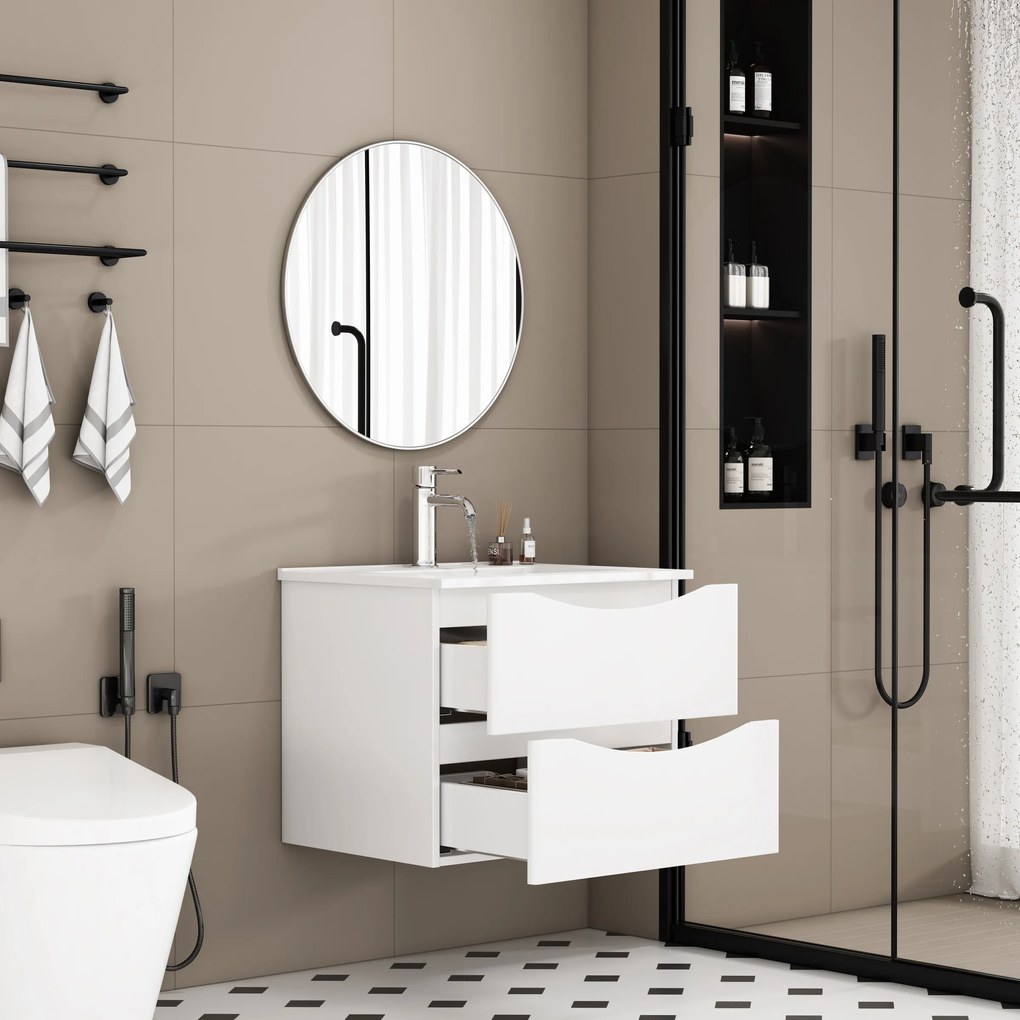 Závesná skrinka pod umývadlo Houseland Bravio 60 cm biela