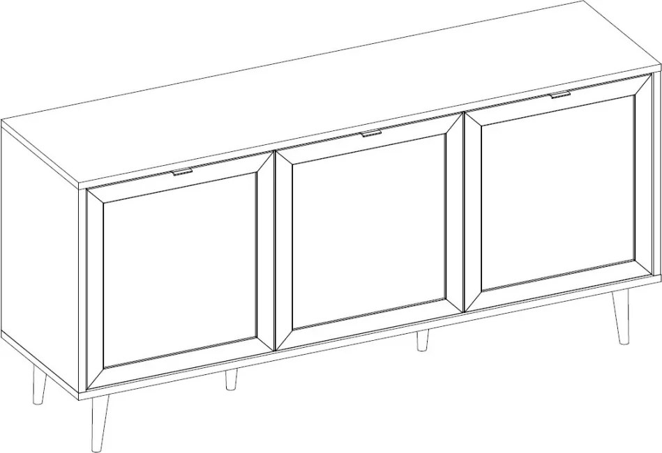 Široká skrinka 3-dverová Bali, dub sonoma/výplet