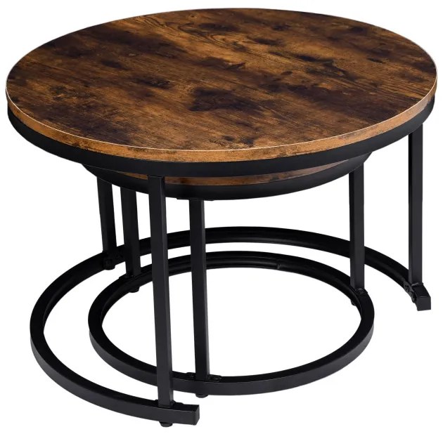 Sada 2 konferenčných stolíkov GALEN 70 cm Rustic