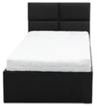 Čalúnená posteľ MONOS II s matracom rozmer 90x200 cm Čierna eko-koža Penový matrac