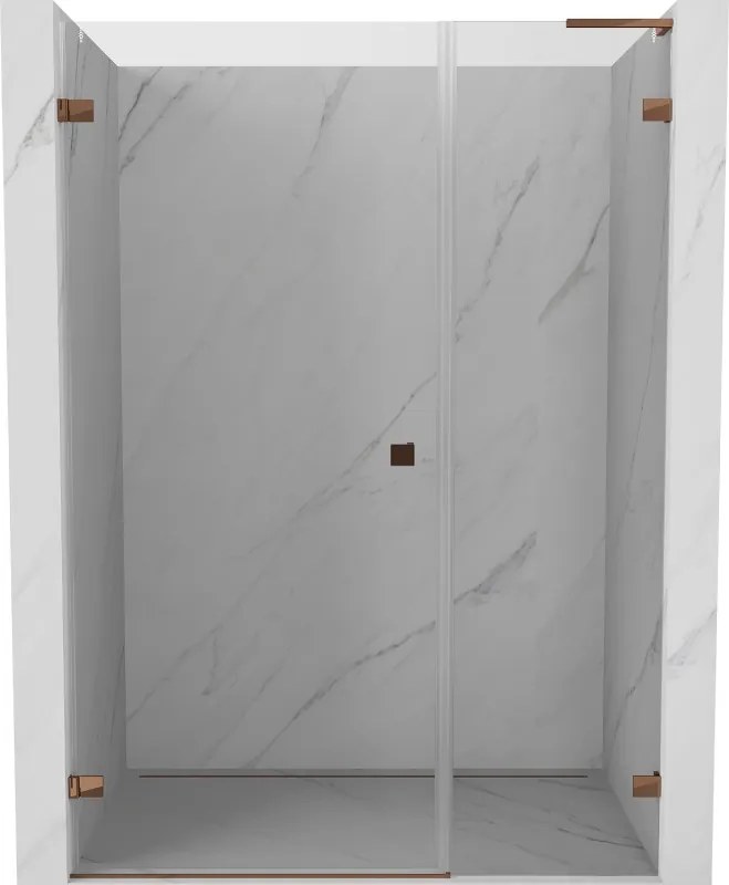 Mexen Lunar-B, L Otočné ľavé sprchové dvere 145 cm, 8mm číre sklo, ružové zlato profil, 832SL-145-050-60-00-L