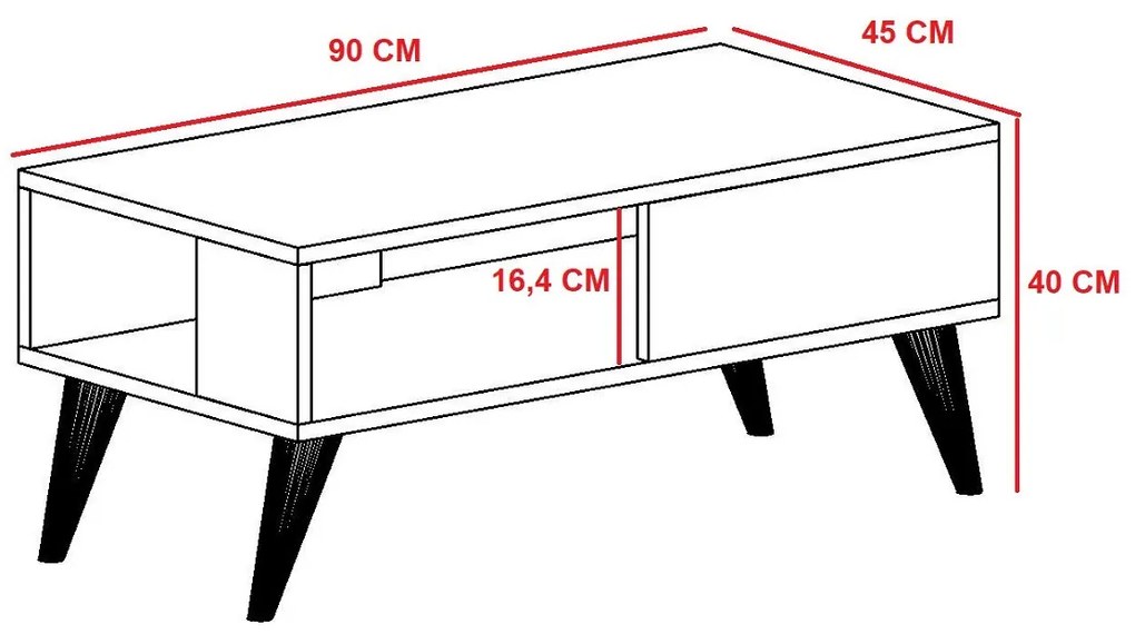 Dizajnový konferenčný stolík Olson 90 cm dub biely