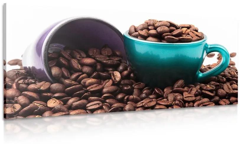Obraz šálky s kávovými zrnkami Varianta: 100x50