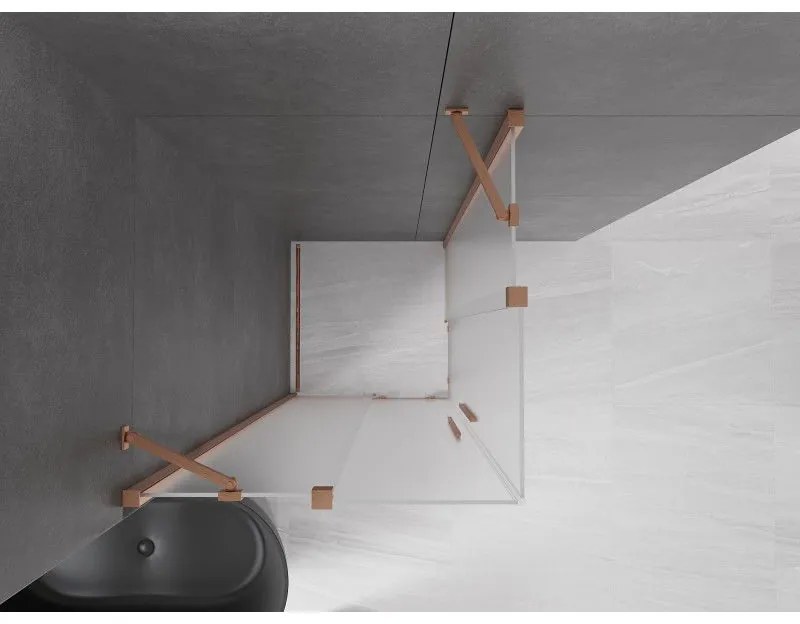 Mexen Velar Duo, sprchový kút s posuvnými dverami 90 x 90 cm, 8mm sklo námraza, medená matná, 871-090-090-32-65