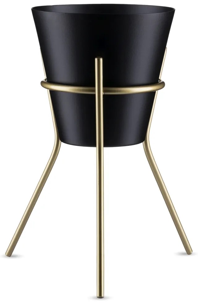 KOVOVÝ KVETINÁČ SO STOJANOM LOFT 20X16 CM ČIERNA/ZLATÁ