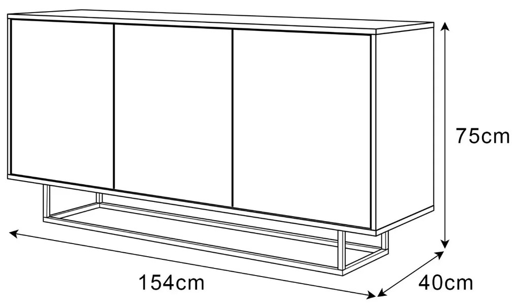 KOMODA ALWIN BIELA VYSOKÝ LESK 153cm BIELY PODSTAVEC