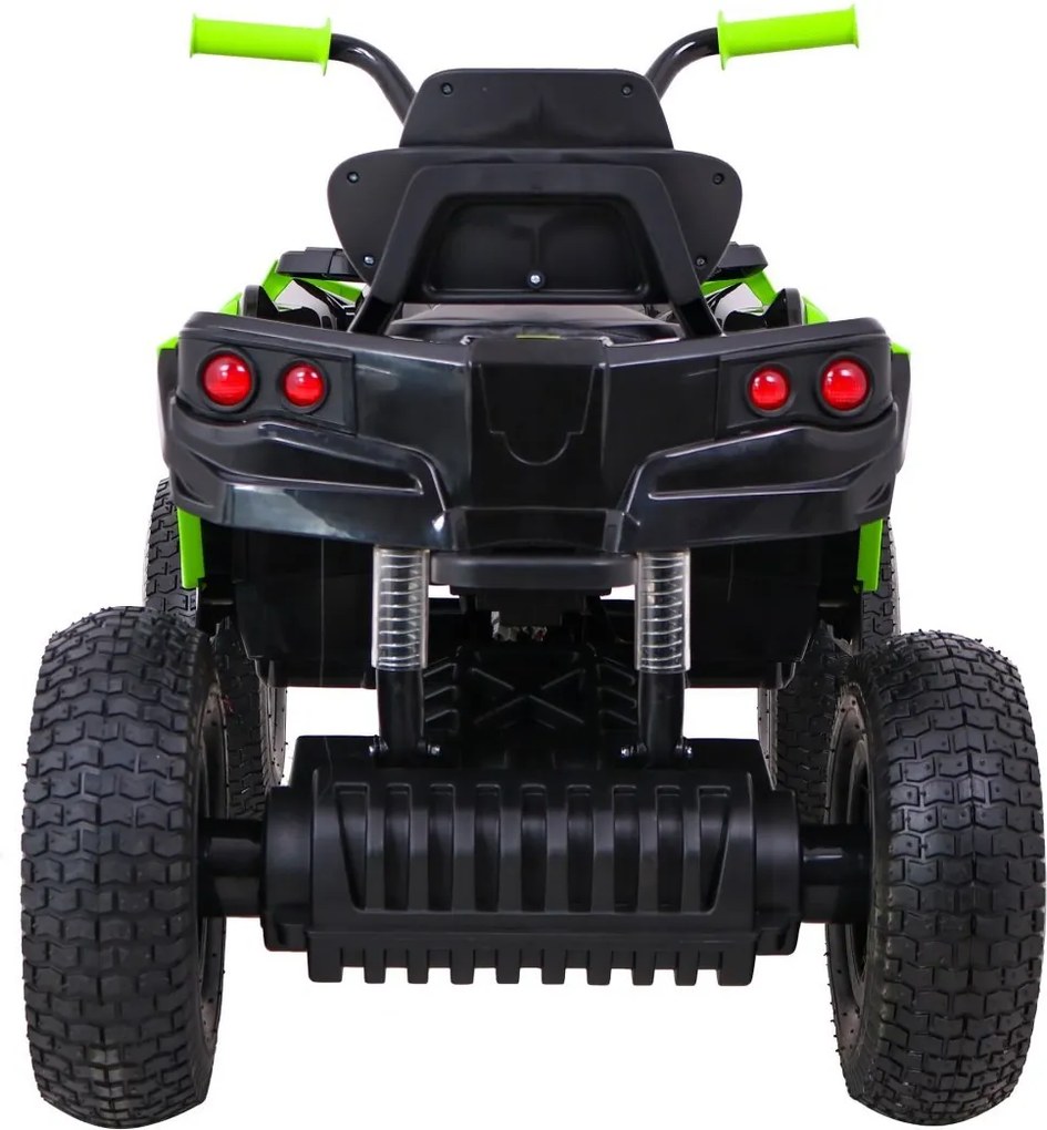 Ramiz Štvorkolka na vzduchovú batériu pre deti Čierna a zelená + Nafukovacie kolesá + Rádio MP3 + Bezplatné štartovanie