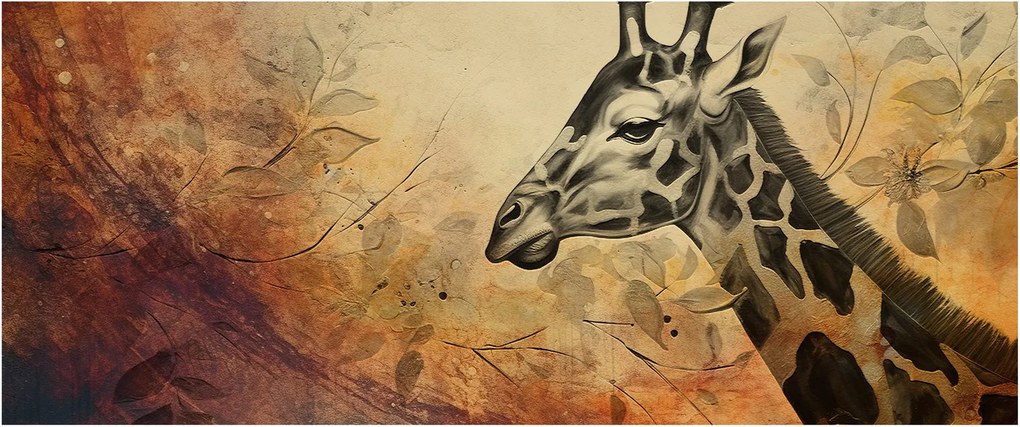 Obraz - Žirafa, maľba (120x50 cm)