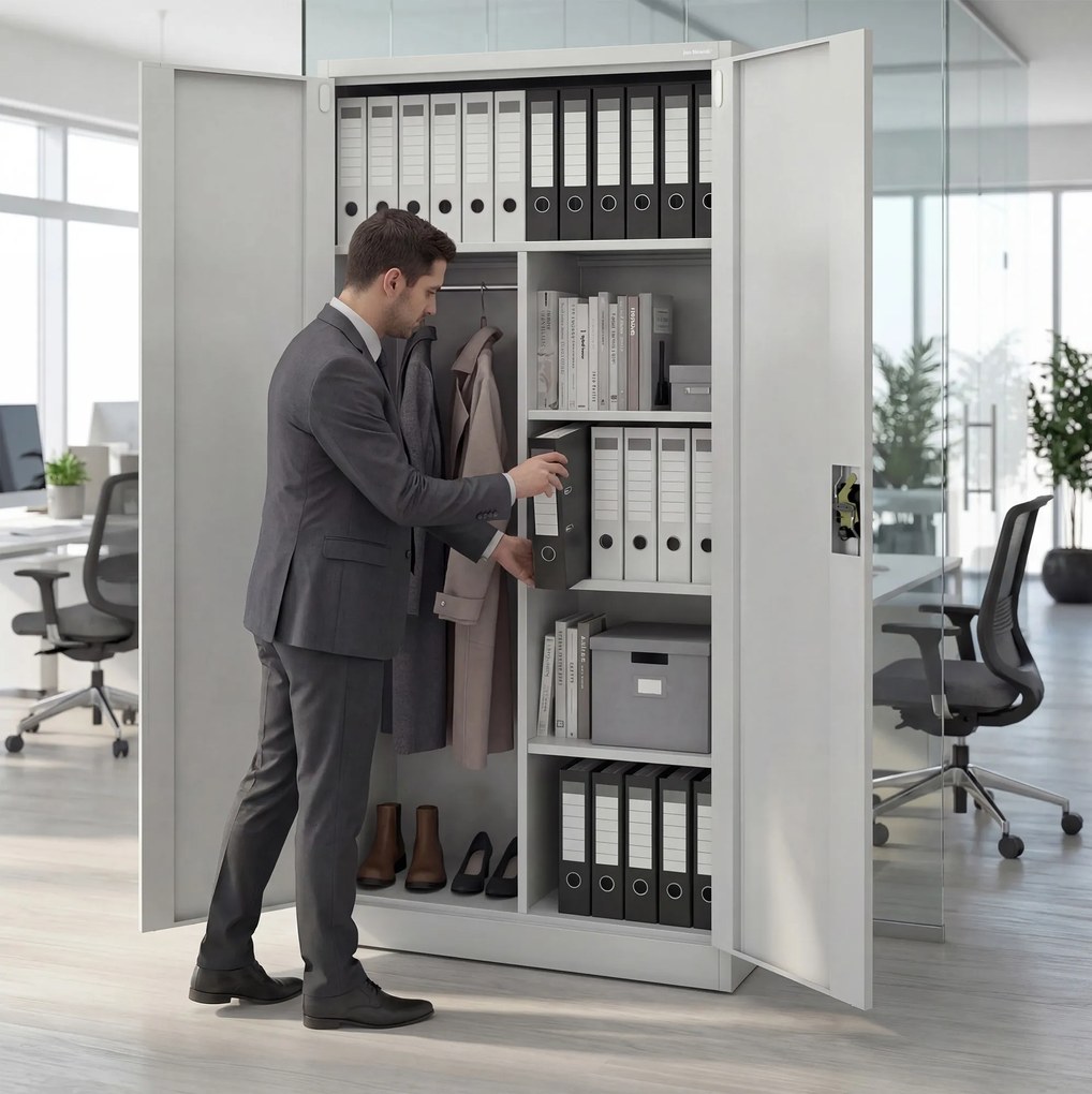 Uzamykateľná hospodárska skriňa sivá DAWID 900 x 1850 x 450 mm