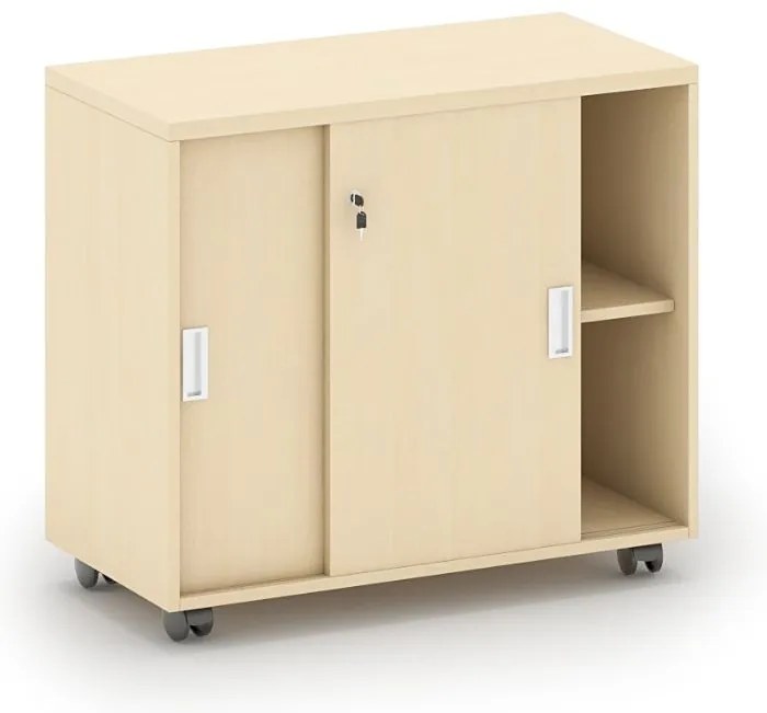 Kancelárska zasúvacia skrinka na kolieskach MIRELLI, 800 x 420 x 750 mm, breza